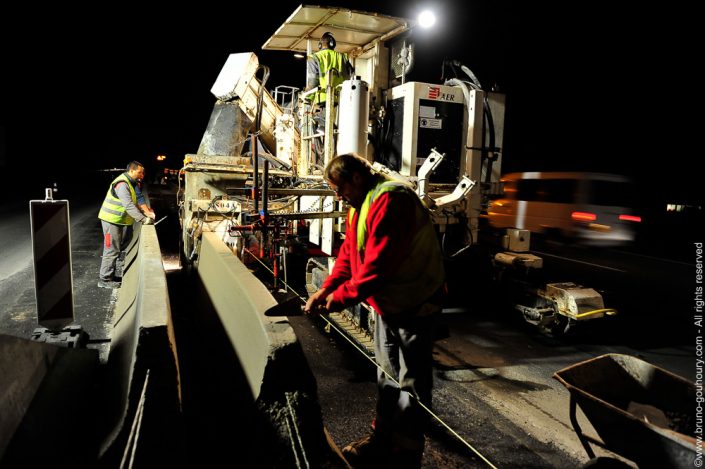 photographe travaux publics autoroute dir nord nuit